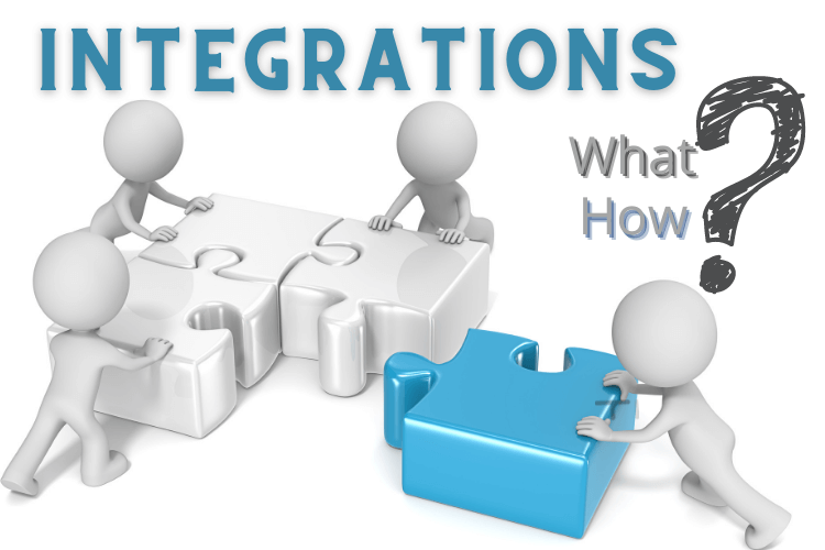 integrations heading with symbolic figures integrating parts of puzzle.