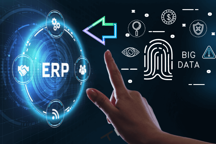 big data arrow pointing to erp