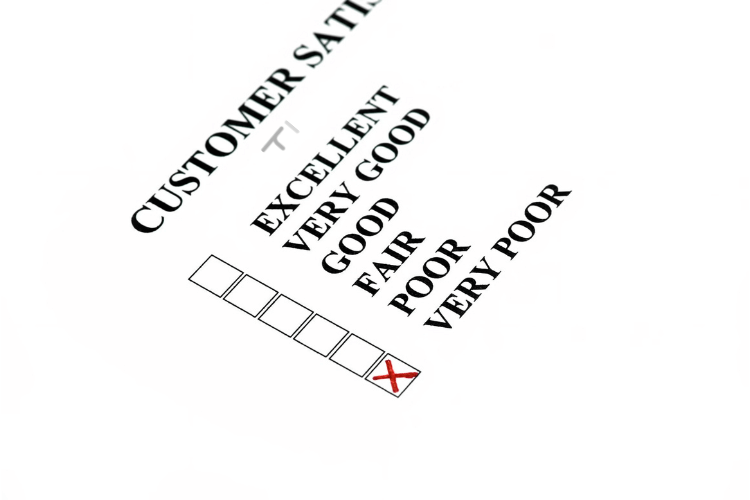customer satisfaction form with very poor checkbox ticked in red