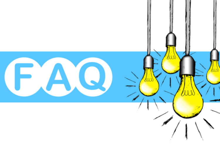 faq banner with four lit bulbs