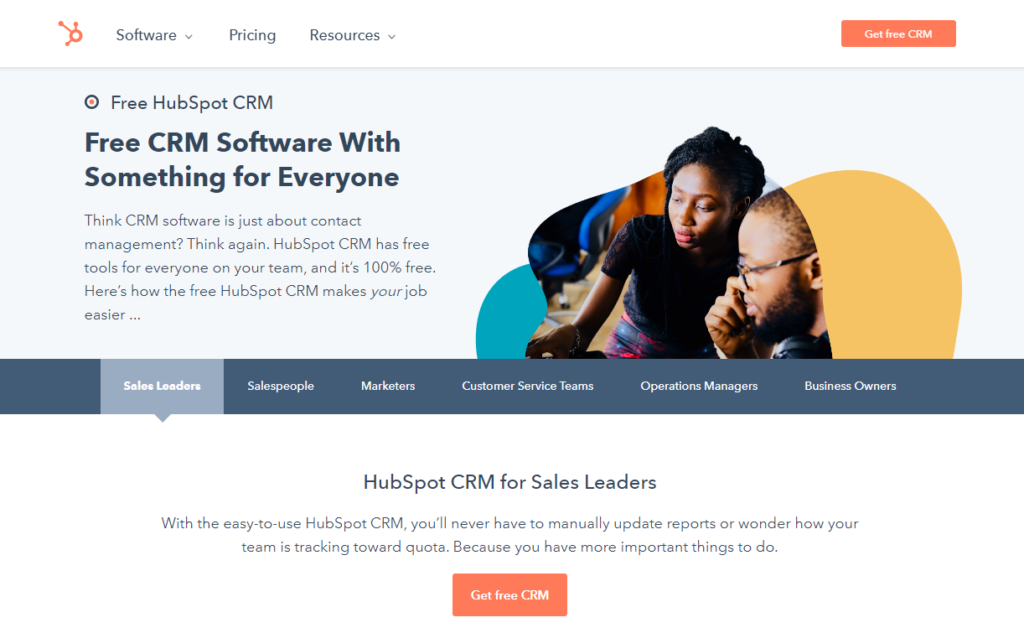 hubspot crm homepage