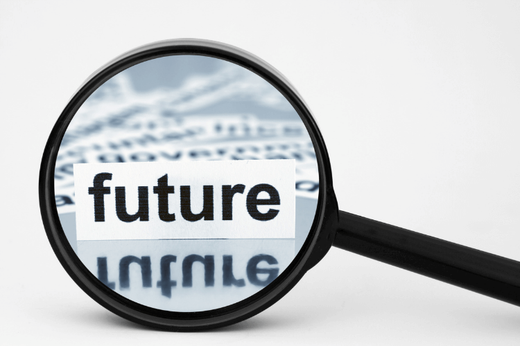 lens zooming in the word "future"