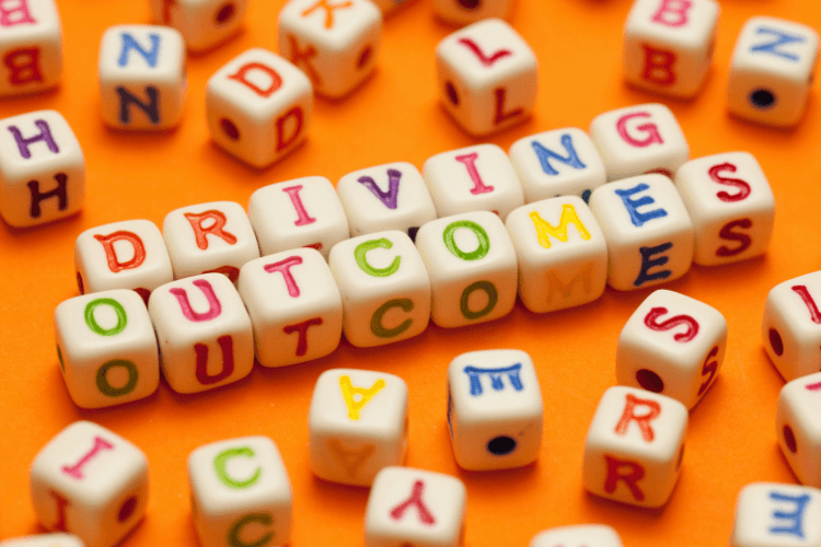 driving outcomes written on dices