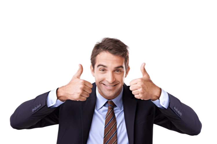 Man doing thumbs up with smile to signify positive attitude