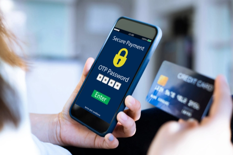 mobile and credit card with OTP on mobile screen, signifying Security as the main difference