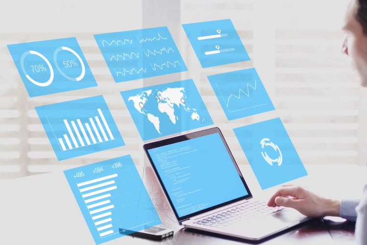 Hologram of Metrics from Laptop