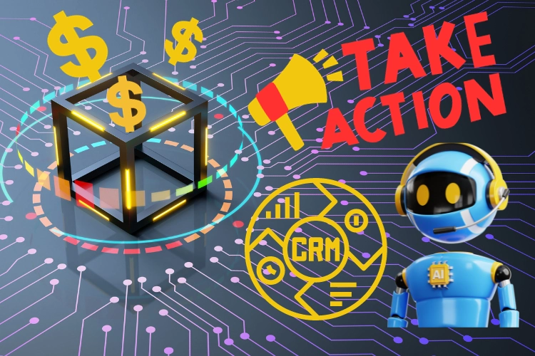 crm and robot , take action in color