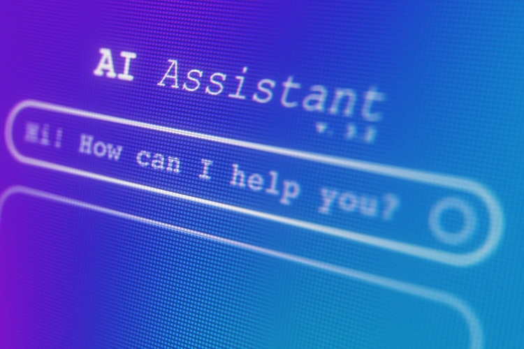 AI assistant displayed on screen with blue background