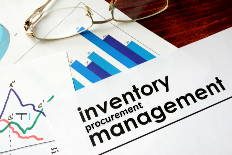 white sheets with bar graph and inventory procurement management
