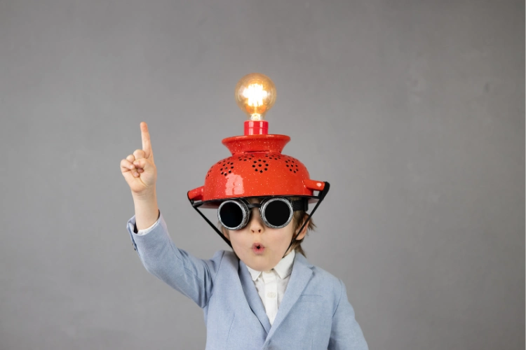 baby having an idea bulb over his head