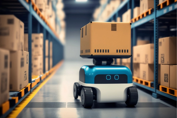robot taking box in inventory