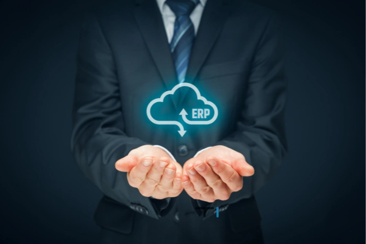 cloud erp in hands of a man