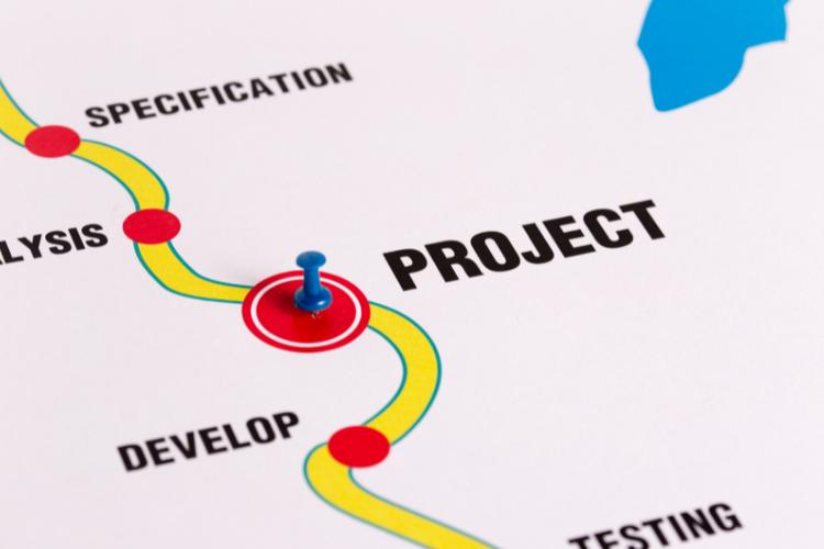 pin pointed at project on roadmap of the project develpoment