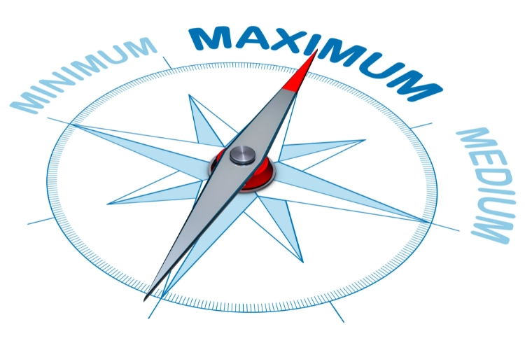 compass pointing to maximum