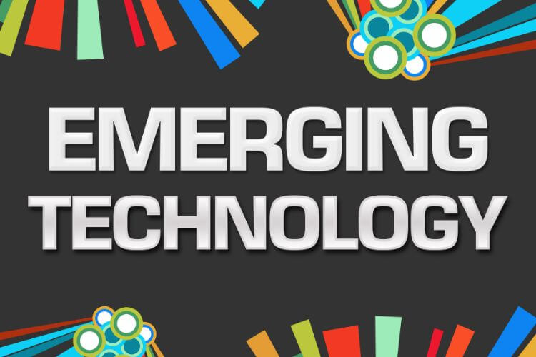 Black background text with "EMERGING TECHNOLOGY".