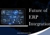 The Future of ERP Integration: Agentic AI Connecting IoT, Blockchain, and Beyond Laptop showing data charts and network graphics. text reads: Future of ERP Integration.