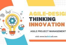The Intersection of Agile and Design Thinking: A New Paradigm for Innovation Projects Colorful infographic with a light bulb illustration featuring gears and symbols, alongside bold text: 'Agile-Design Thinking Innovation' and 'Agile Project Management'