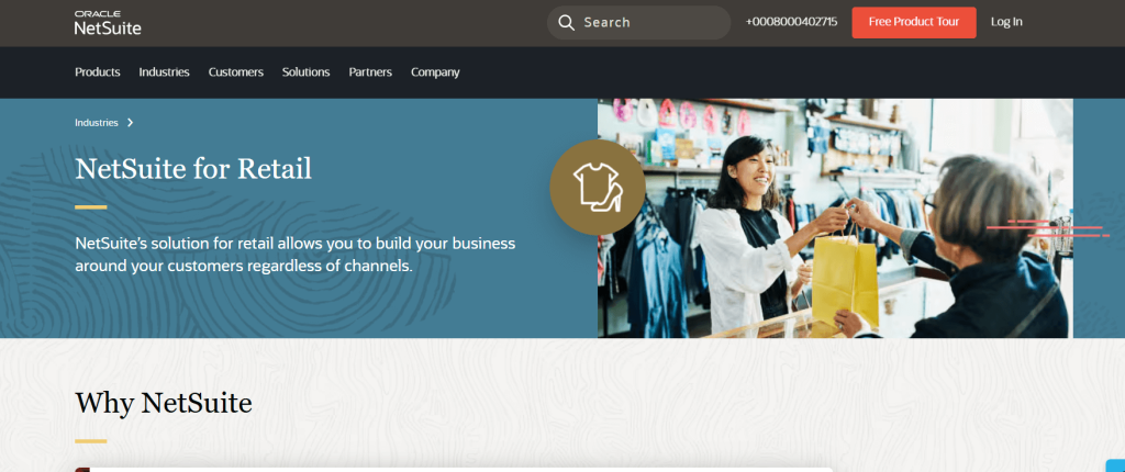 Oracle NetSuite retail ERP system enabling omnichannel retail management with integrated CRM and sales tools